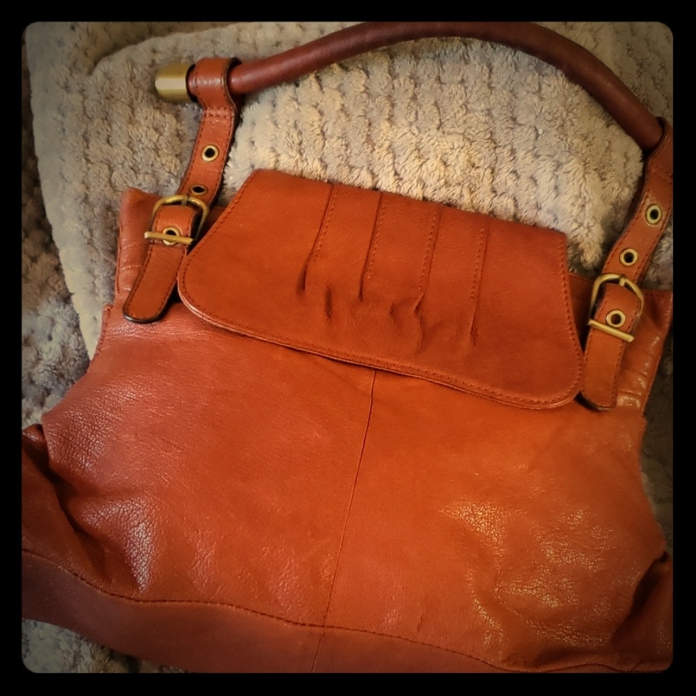 Shih Orange Leather Handbag